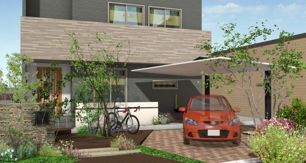 インターロッキング舗装の駐車場イメージ　RIKCAD